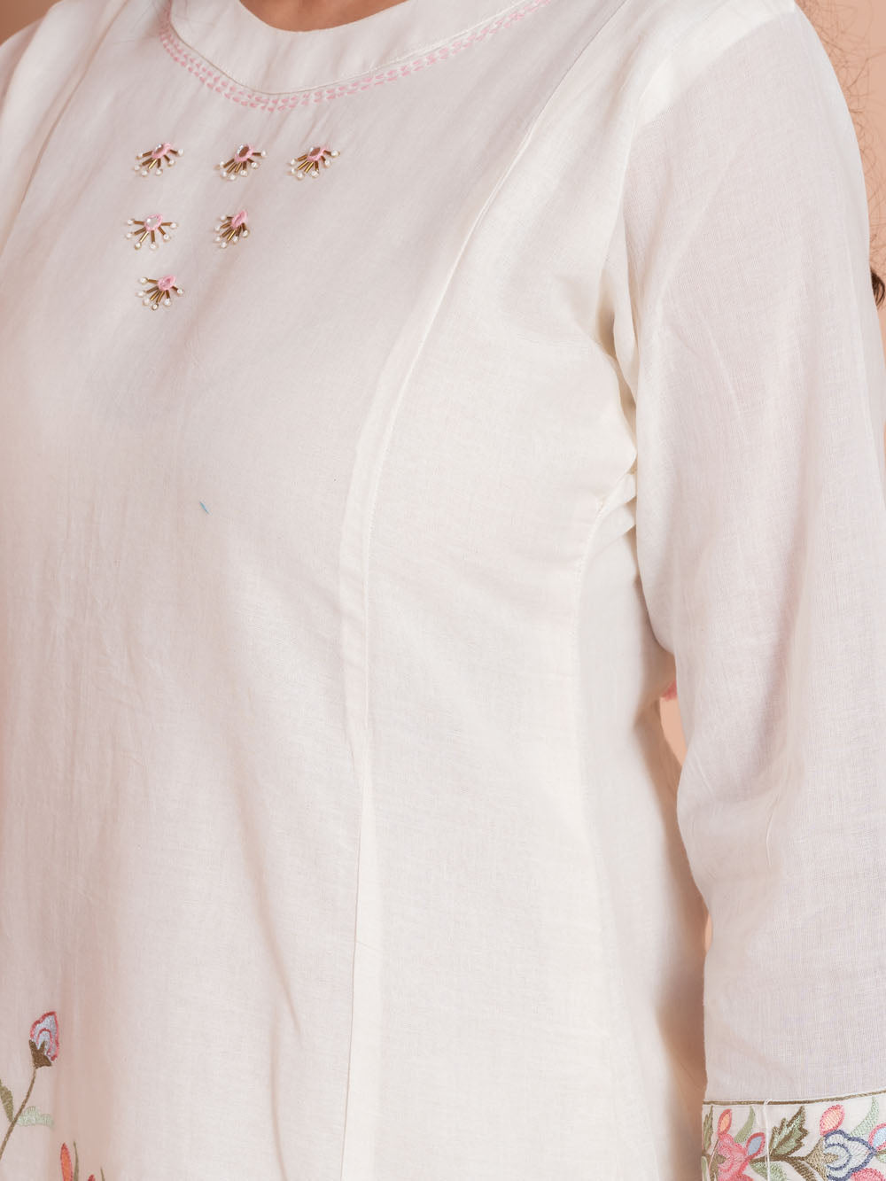 MALKORA ROSETTE BREEZE EMBROIDERED A-LINE SUIT