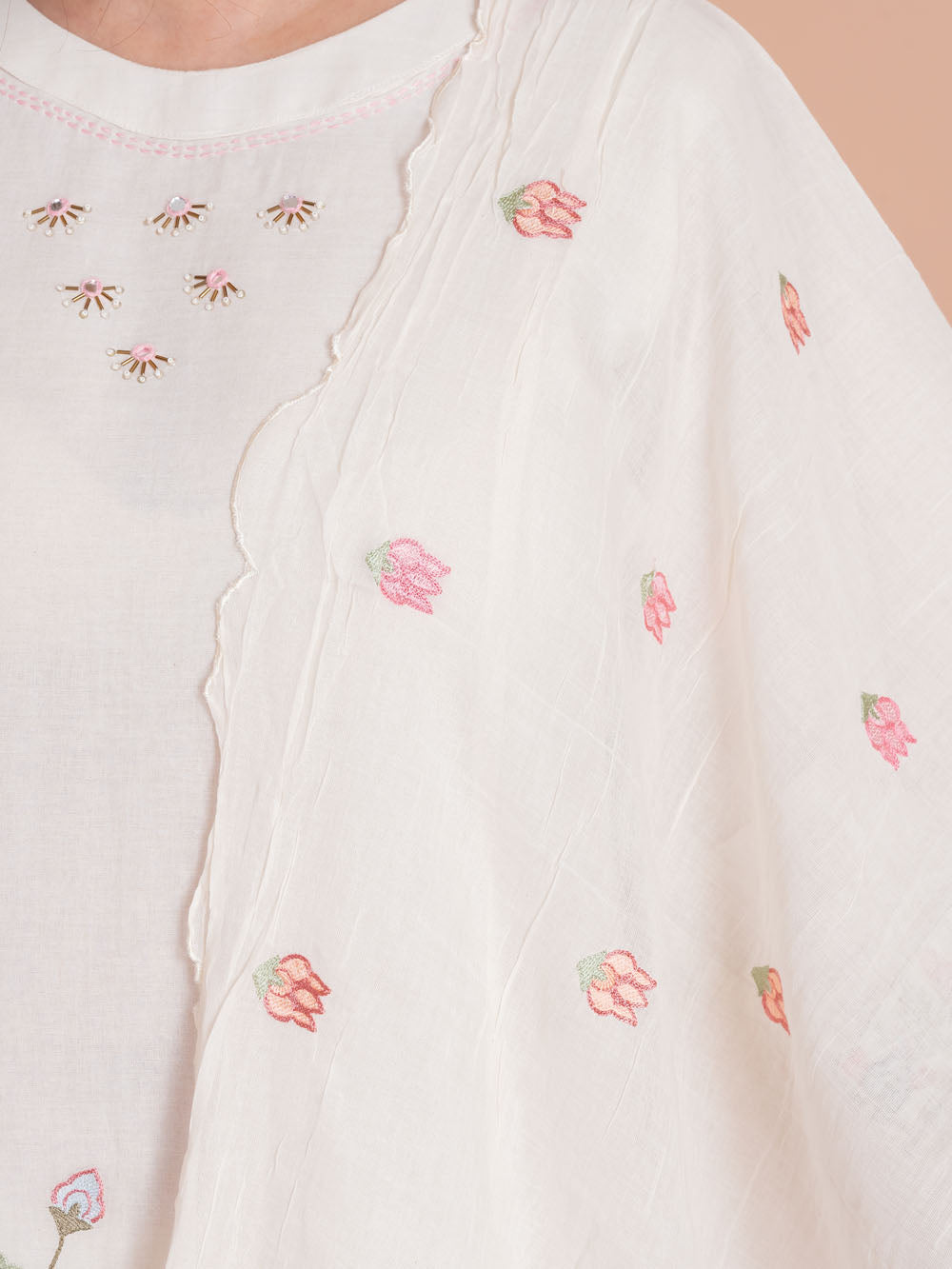 MALKORA ROSETTE BREEZE EMBROIDERED A-LINE SUIT