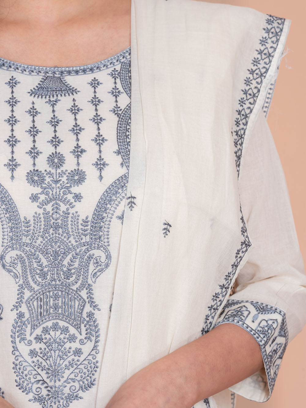 MALKORA SIGNATURE IVORY SKIRT SET WITH HERITAGE EMBROIDERY