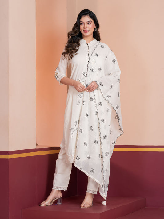 MALKORA NOIR OUTLINE EMBROIDERED SUIT SET