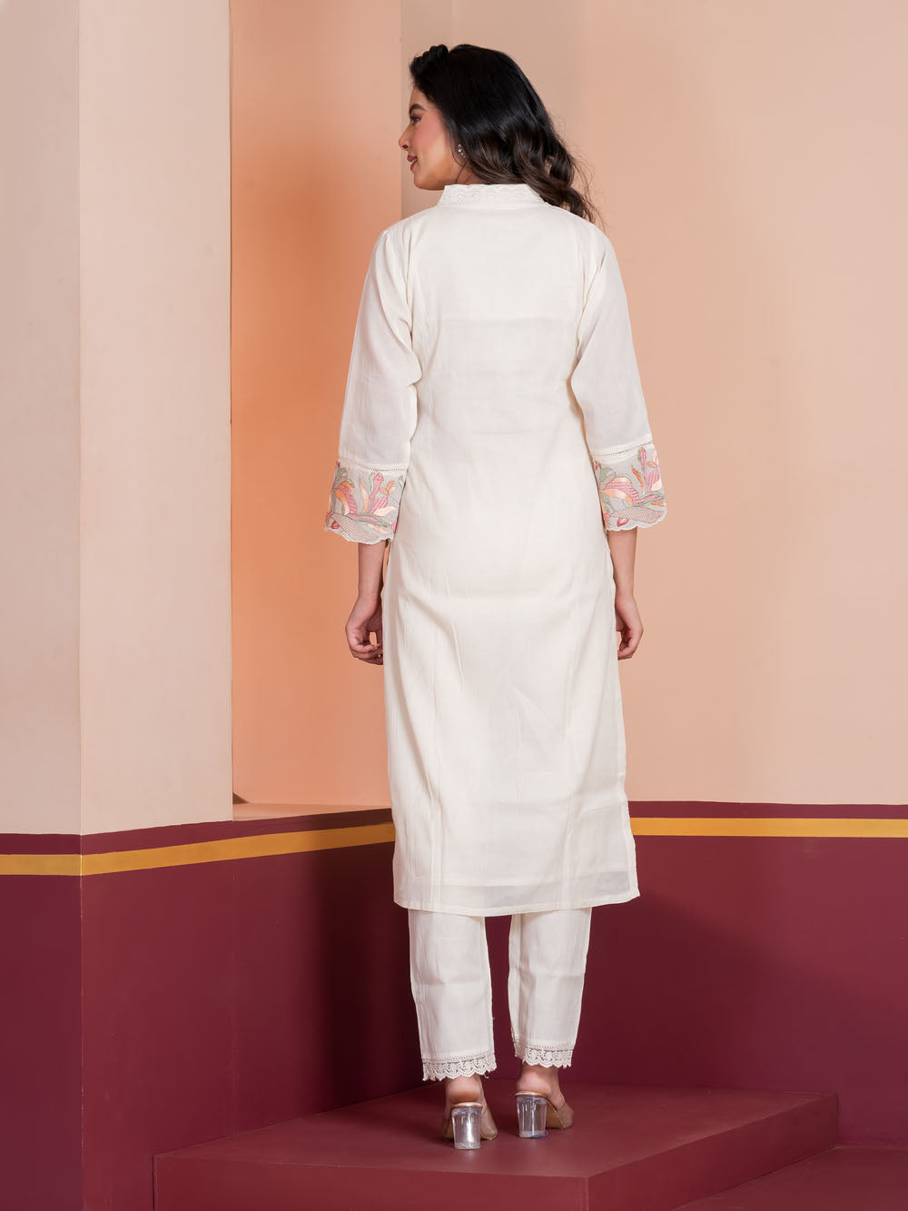 MALKORA PETAL CASCADE EMBROIDERED SUIT SET